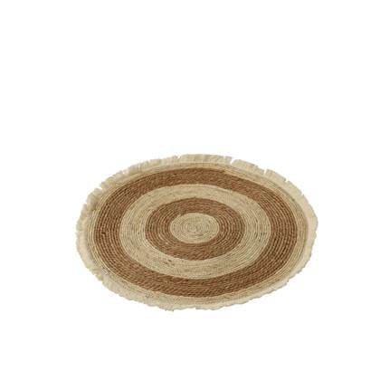 J-Line tapijt Kwastjesband - vloerkleed - jute - beige|bruin - small