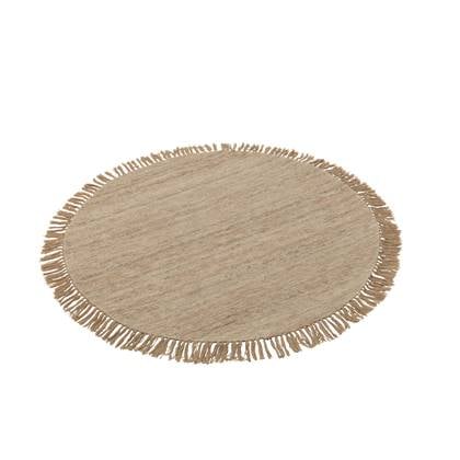 J-Line tapijt Rond + Franjes Tweekleurig - wol - beige - small