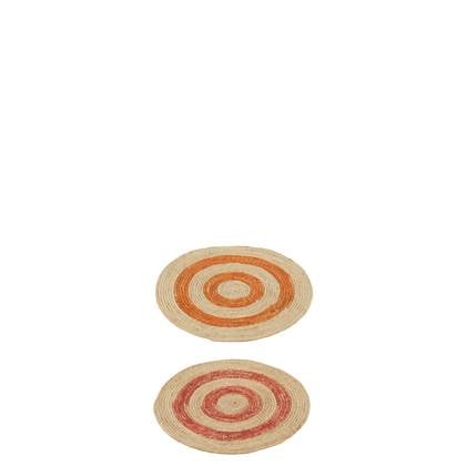 J-Line tapijt|placemat Rond Cirkels - maïs - oranje|rood - S - 2 stuks