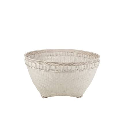 J-Line mand Rond - rotan|jute - wit - extra large