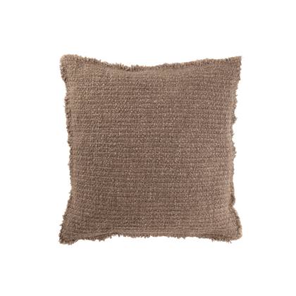 J-Line kussen gerafelde randen - katoen/polyester - taupe