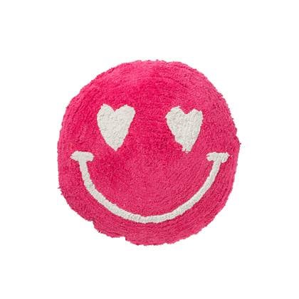 J-Line kussen Smiley Getuft - katoen - |wit Roze