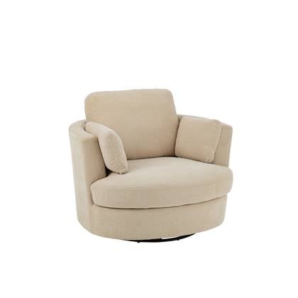 J-Line loungestoel Swiv populierenhout/Schuime - hout - beige