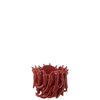 J-Line vaas Peppers - porselein - rood - small