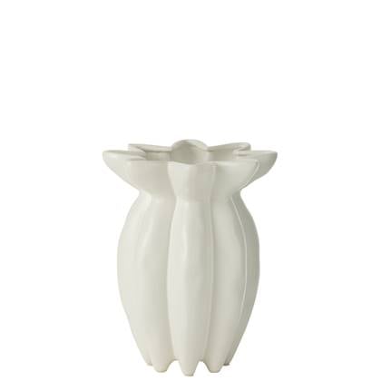 J-Line vaas Lotus - keramiek - - small - Ø 24.5 cm Wit