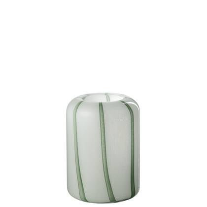 J-Line vaas Mimi - glas - wit/groen - small