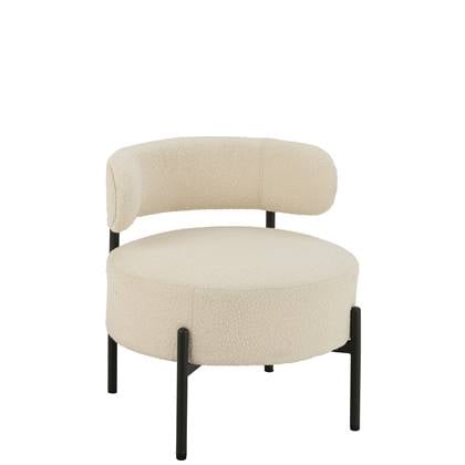 J-Line Loungestoel Boucle Multiplex/Polyester Wit/Zwart