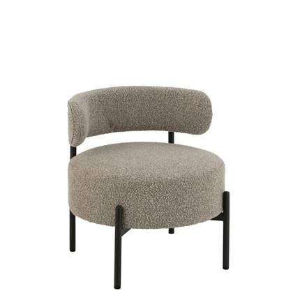 J-Line Loungestoel Boucle Multiplex/Polyester Grijs/Zwart