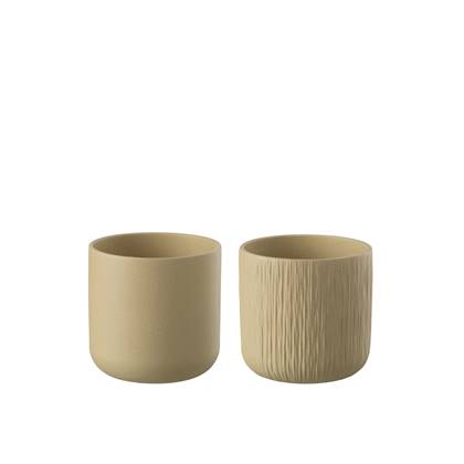 J-Line Bloempot Gen Keramiek Beige Medium Assortiment Van 2 - Ø 15 cm