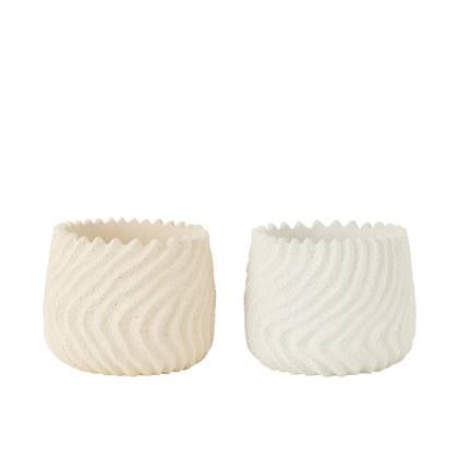 J-Line Bloempot Maris Cement Wit|Creme Large Assortiment Van 2 Multicolor