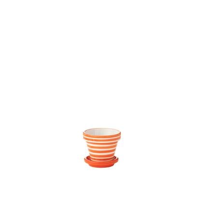 J-Line Flowerpot+Plate Granada Stripes Handmade+Painted Ceramic Naranja Extra Small