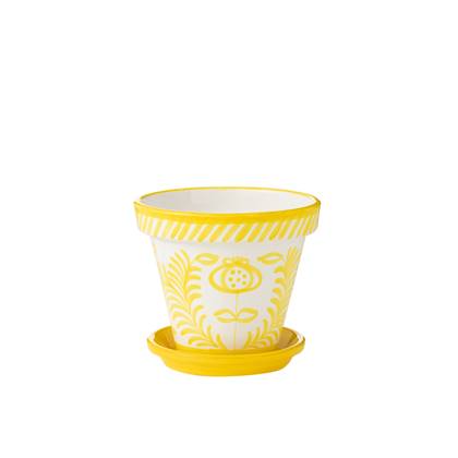 J-Line Flowerpot+Plate Granada Handmade+Painted Ceramic Yellow Large