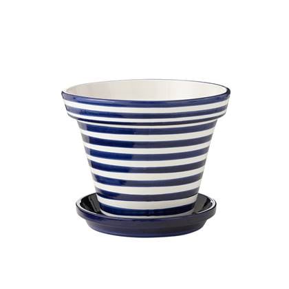 J-Line bloempot Granada Stripes - keramiek - blauw - small - Ø 50 cm Multicolor