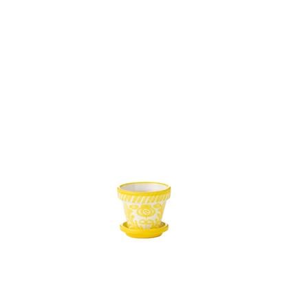 J-Line Flowerpot+Plate Granada Handmade+Painted Ceramic Yellow Extra Small