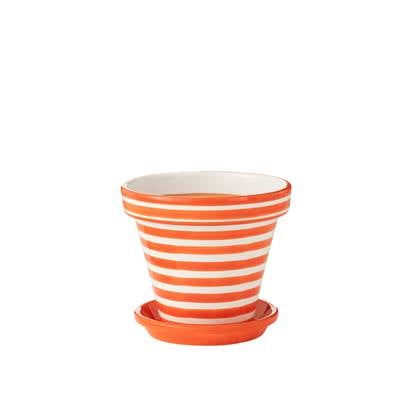 J-Line bloempot Granada Stripes Handmade + Painted - keramiek - oranje - large - Ø 35 cm Multicolor