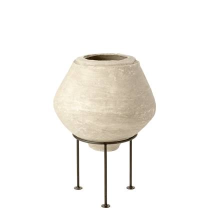 J-Line bloempot Op Voet Chad - papier - - Ø 53 cm Wit