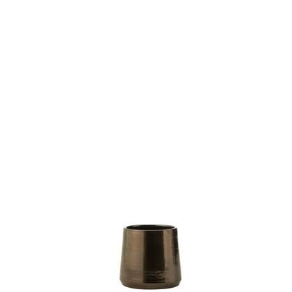 J-Line bloempot Rond terra blinkend - keramiek - goud - small