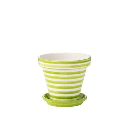 J-Line bloempot Granada Stripes Handmade + Painted - keramiek - groen - large - Ø 35 cm Multicolor