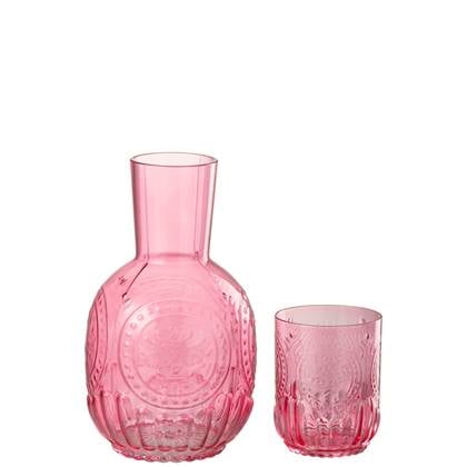 J-Line Karaf+Glas Maya Glas Fuchsia