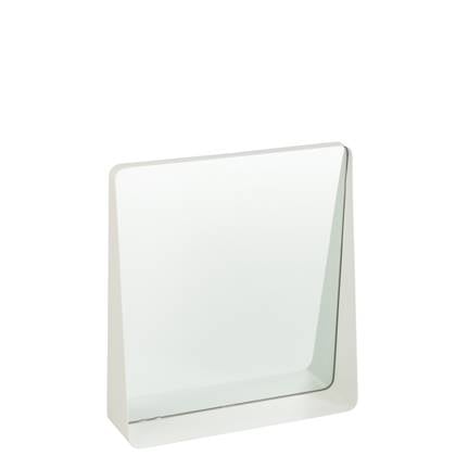 J-Line Wandspiegel Vierkant Metaal/Glas Wit
