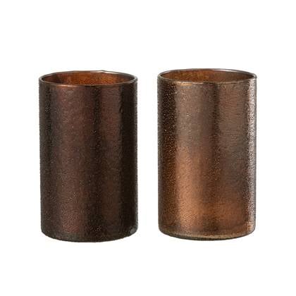 J-Line windlicht Spiegel - glas - koper|rood - large - 2 stuks