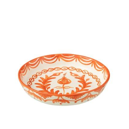 J-Line Bowl Granada Low Ceramic White|Orange Large