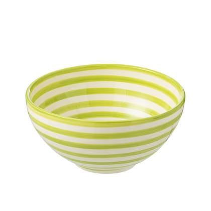 J-Line Bowl Granada Stripes High Ceramic White|Green Large