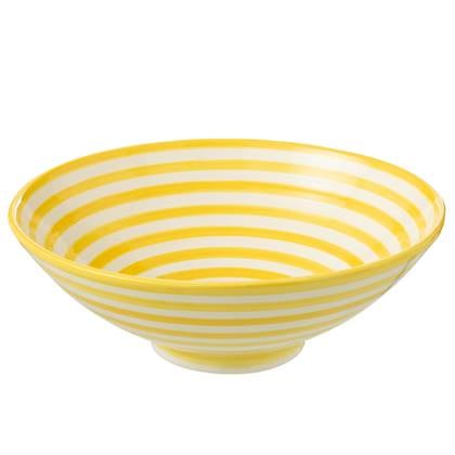 J-Line Lebrillo Bowl Granada Stripes Ceramic White/Yellow