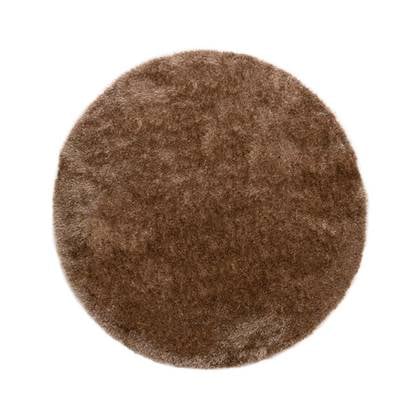 Tapeso Rond hoogpolig vloerkleed velvet - Posh - 160 cm rond Bruin