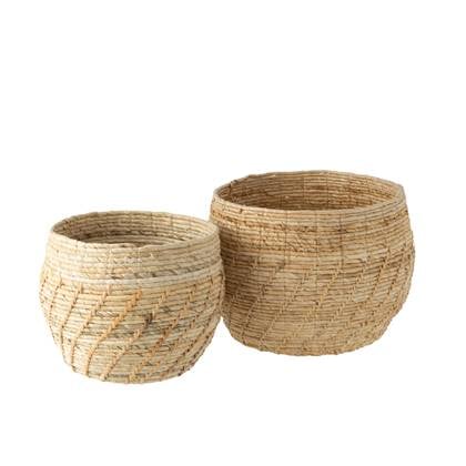 J-Line mand Raffael Rond - jute - naturel - 2 stuks