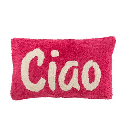 J-Line Kussen Cia Getuft Katoen Roze/Wit