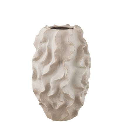 J-Line vaas Abstract Golven - klei - - large - 48 cm hoog Beige