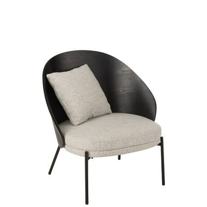 J-Line loungestoel lone - hout/metaal - zwart/grijs