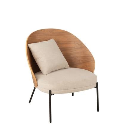 J-Line loungestoel lone multiplex/metaal - naturel/beige