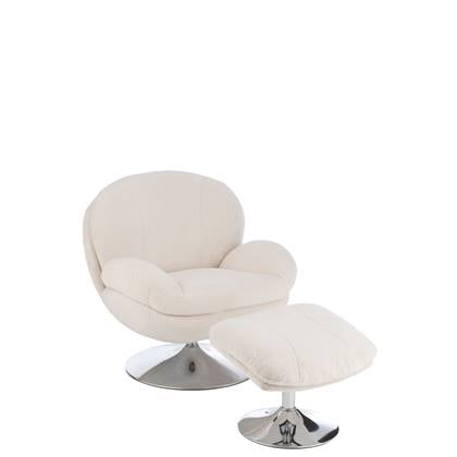 J-Line relax zetel + voetbank - metaal/multiplex - creme/zilver