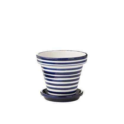 J-Line bloempot Granada Stripes - keramiek - blauw - small - Ø 35 cm Multicolor