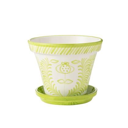 J-Line Flowerpot+Plate Granada Handmade+Painted Ceramic Green Extra Large
