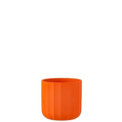 J-Line Bloempot Summer Keramiek Oranje Medium - 2 stuks