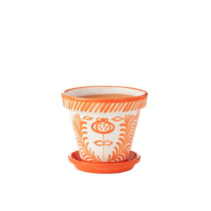 J-Line Flowerpot+Plate Granada Handmade+Painted Ceramic Naranja Large