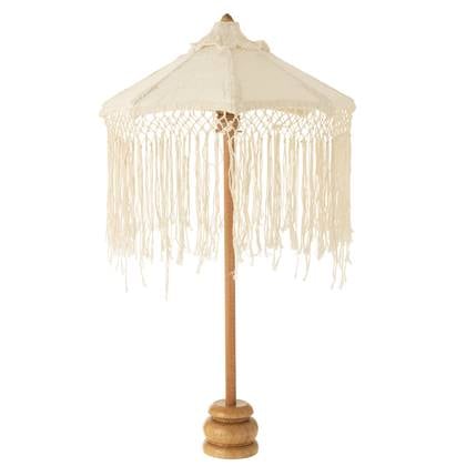 J-Line parasol Lang Franjes - hout - wit