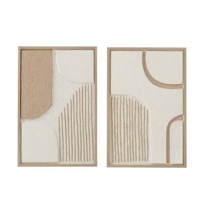 J-Line schilderij vormen - papier - wit/beige - 2 stuks