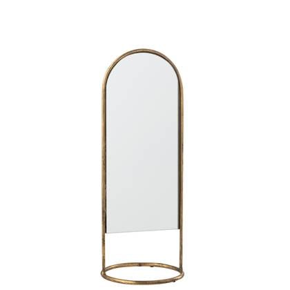 J-Line spiegel Op Voet Daisy - ijzer/glas - goud - 45 cm hoog