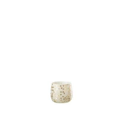 J-Line kaarshouder Driehoek - glas - wit|goud - small - 4 stuks