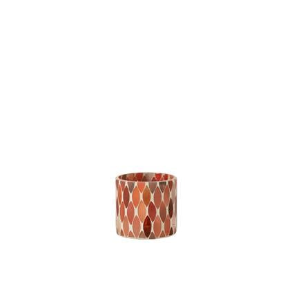 J-Line windlicht Mozaiek Blad - glas - rood|oranje - small - 2 stuks