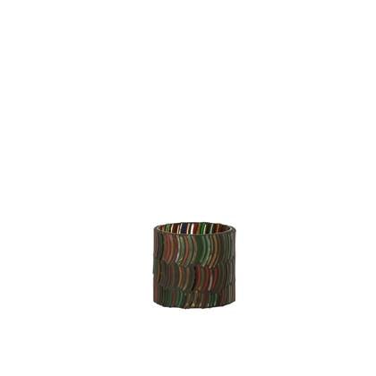 J-Line theelichthouder Mozaiek Curve - glas - mix - small