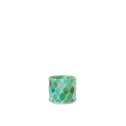J-Line windlicht Mozaiek Diamant - glas - blauw|groen - small