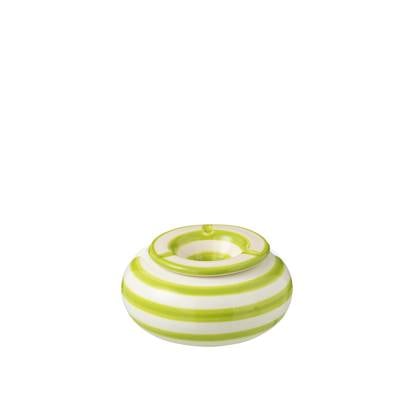 J-Line Ashtray Granada Stripes Ceramic White|Green Large