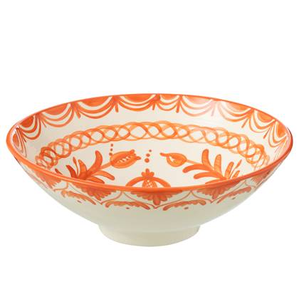 J-Line Lebrillo Bowl Granada Ceramic White/Orange