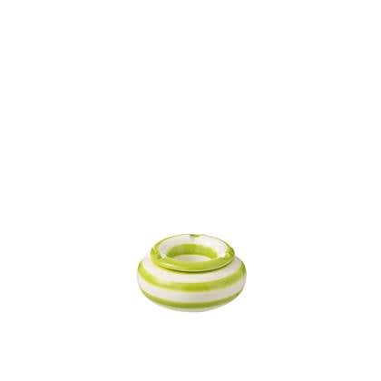 J-Line Ashtray Granada Stripes Ceramic White|Green Small