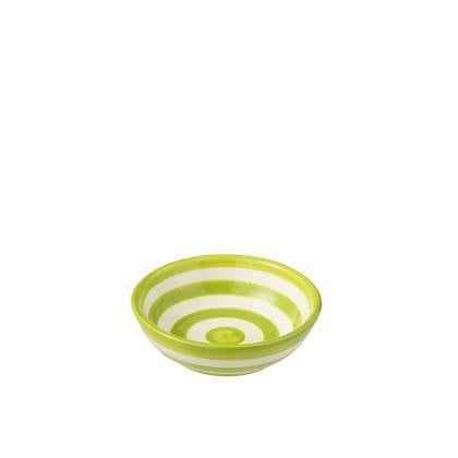 J-Line Bowl Granada Stripes Low Ceramic White/Green Small